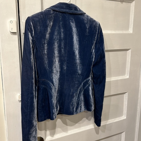 LAUNDRY by Shelli Segal blue Velvet Blazer silk blend EUC - Picture 2 of 5